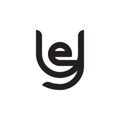 Initial letter ye, ey, e inside y, linked line circle shape logo, monogram black color