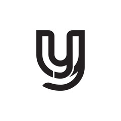 Obraz premium Initial letter yy, y inside y, linked line circle shape logo, monogram black color