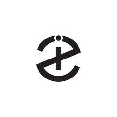 Initial letter zi, iz, i inside z, linked line circle shape logo, monogram black color