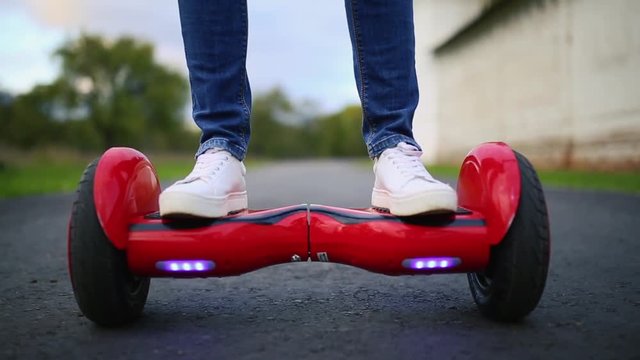 Close Up of Dual Wheel Self Balancing Electric Skateboard Smart