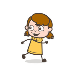 Joyful Kid Running in Race - Cute Cartoon Girl Illustration