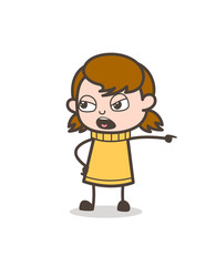 Shouting in Aggression - Cute Cartoon Girl Illustration