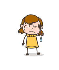 Headache with Sweat on Face - Cute Cartoon Girl Illustration
