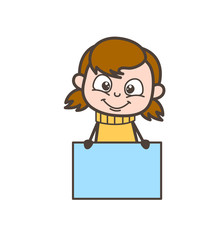 Happy Kid with Message Banner - Cute Cartoon Girl Illustration