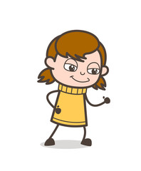 Walking with Smiling Face - Cute Cartoon Girl Illustration