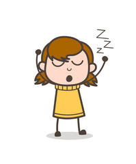 Yawning Face - Cute Cartoon Girl Illustration