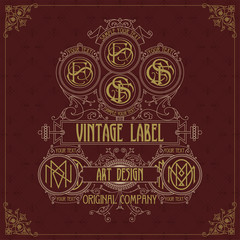 Old vintage card with griffin and floral ornament - vector