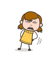 Screaming in Pain - Cute Cartoon Girl Illustration