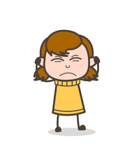 Irritated Face Expression - Cute Cartoon Girl Illustration