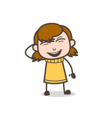 Smiling Face with Open Mouth and Smiling Eyes - Cute Cartoon Girl Illustration