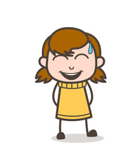 Laughing Face with Cold Sweat - Cute Cartoon Girl Illustration