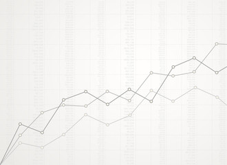 Obraz premium Abstract financial ascending linear graph with numbers on white background.