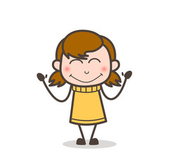 Lovely Blushing Face - Cute Cartoon Girl Illustration