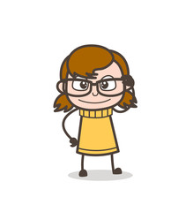 Fancy Big Eye Frame - Cute Cartoon Girl Illustration