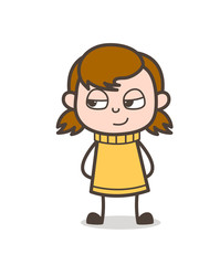 Slightly Smiling Face - Cute Cartoon Girl Illustration