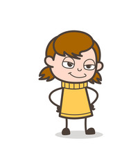 Innocent Smiling Face - Cute Cartoon Girl Illustration