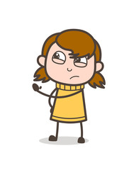 Showing Hand in Aggression - Cute Cartoon Girl Illustration