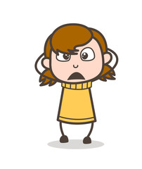 Frowning Expression - Cute Cartoon Girl Illustration