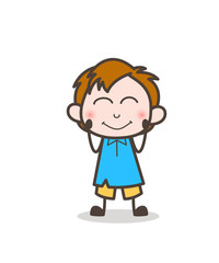 Obraz premium Little Boy Blushing Face - Cute Cartoon Kid Vector