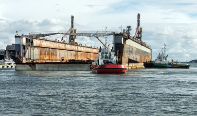  Floating dry dock in shipyard