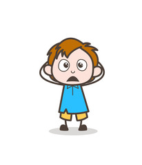 Obraz premium Frowning Face with Open Mouth - Cute Cartoon Kid Vector