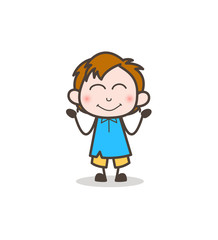 Blushing Smiling Face - Cute Cartoon Kid Vector