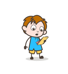 Small Kid Reading Notes - Cute Cartoon Kid Vector