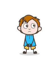 Little Kid Worry Face Expression - Cute Cartoon Kid Vector