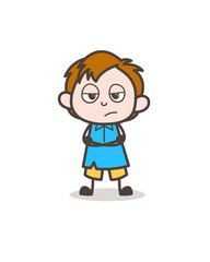 Unhappy Little Boy Expression - Cute Cartoon Kid Vector