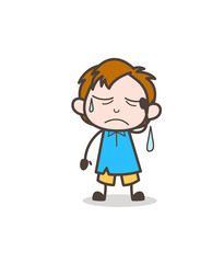 Frustrated Face with Sweat - Cute Cartoon Kid Vector