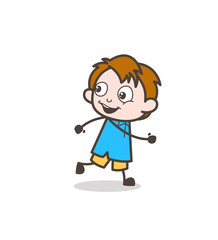 Laughing Boy Running - Cute Cartoon Kid Vector
