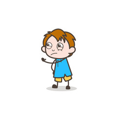 Little Boy Showing Hand - Cute Cartoon Kid Vector