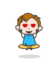 Smiling Boy with Heart Eyes - Cute Cartoon Kid Vector