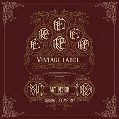 Old vintage card with griffin and floral ornament - vector