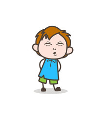 Little Boy Funny Face - Cute Cartoon Kid Vector