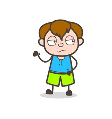 Unamused Face Expression - Cute Cartoon Boy Illustration