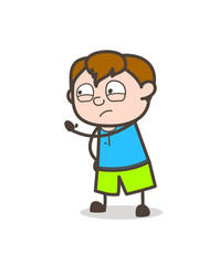 Angry Kid Showing Hand - Cute Cartoon Boy Illustration