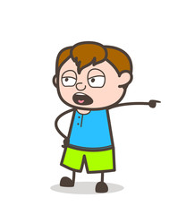 Hand Gesture in Aggression - Cute Cartoon Boy Illustration