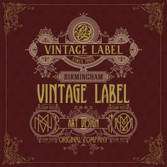 Old vintage card with griffin and floral ornament - vector