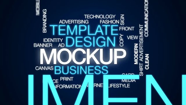 Mockup animated word cloud, text design animation.