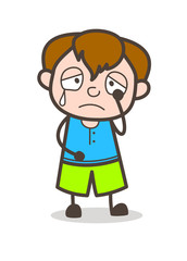 Emotional Crying Face - Cute Cartoon Boy Illustration