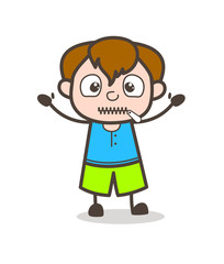 Zipper Mouth Face - Cute Cartoon Boy Illustration