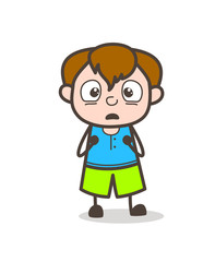 Flushed Face Expression - Cute Cartoon Boy Illustration