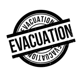 Evacuation rubber stamp. Grunge design with dust scratches. Effects can be easily removed for a clean, crisp look. Color is easily changed.