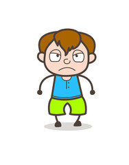 Aggressive Kid Face - Cute Cartoon Boy Illustration