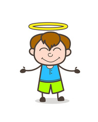 Lovely Little Angel Kid with Halo - Cute Cartoon Boy Illustration