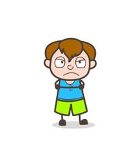 Angry Mood Little Kid - Cute Cartoon Boy Illustration