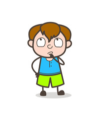 Little Kid Thinking Face - Cute Cartoon Boy Illustration