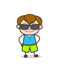Little Kid with Fancy Sunglasses - Cute Cartoon Boy Illustration