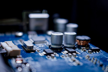 close-up of electronic circuit board with processor